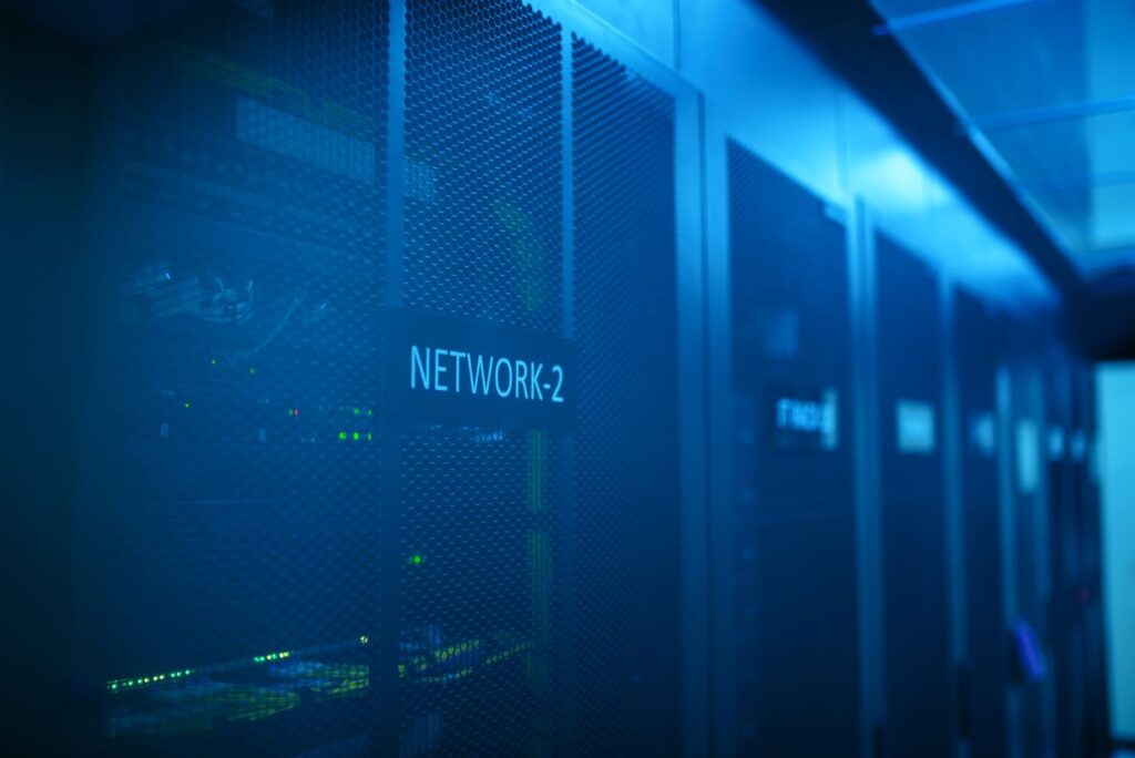 Network switch and cabling in a server cabinet