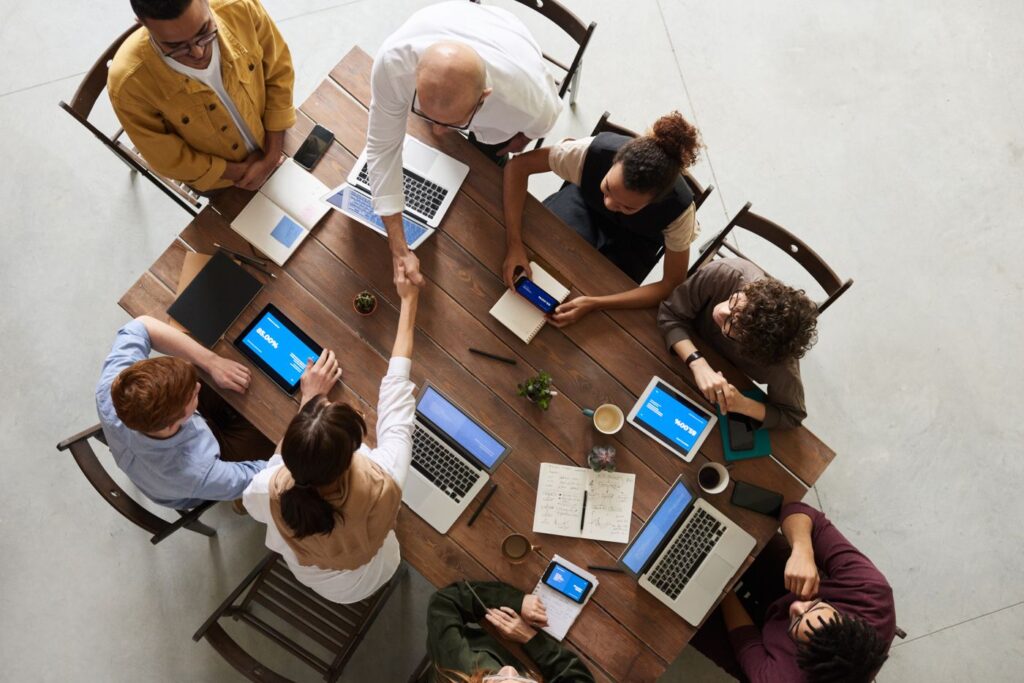 Business handshake over a desk during a meeting